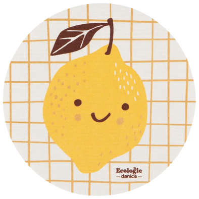 Lemon Fruit Face Round Swedish Dishcloth