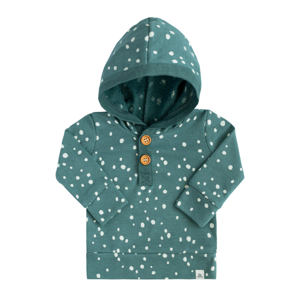 Teal Dot Button Hoodie