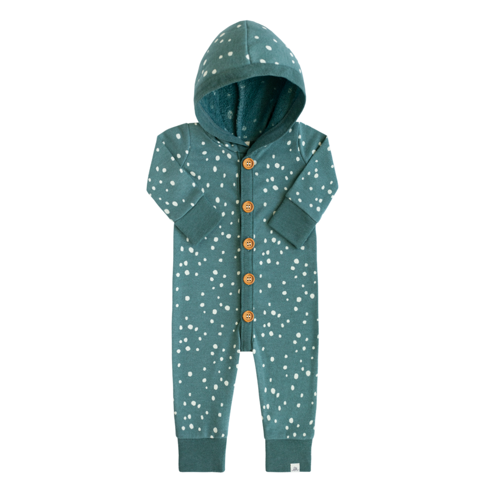 Teal Dot And Teal Hooded Romper