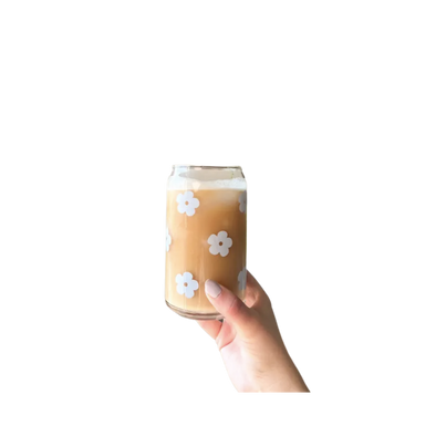 Retro Flower Glass Cup - Dishwasher Safe