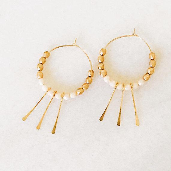 Beaded Hoop Paddle Earrings