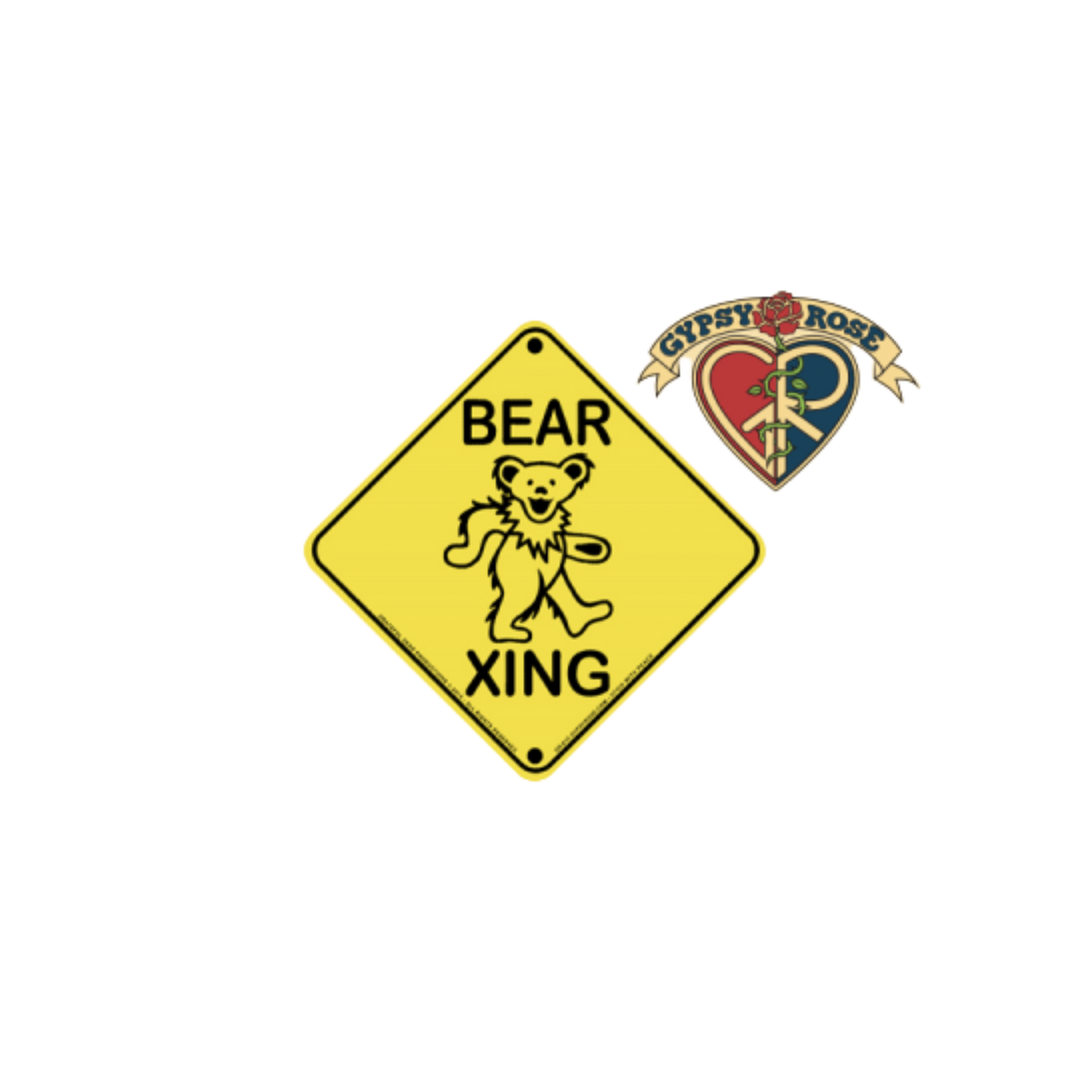 Yellow Grateful Dead Bear Xing Sign