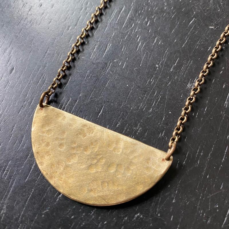 XL Brass Half Moon Necklace (upward facing)