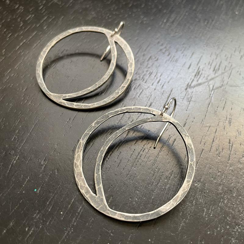 XL Silver Open Crescent Moon Earrings