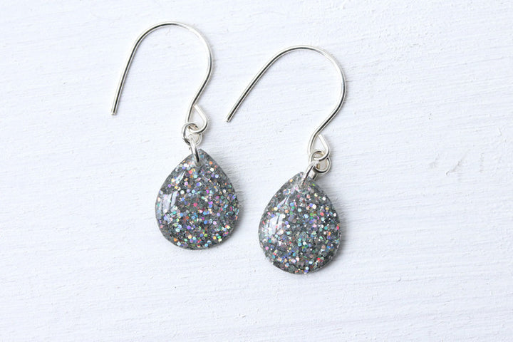 Iridescent Silver Tear Drop Earrings // by Tiny Galaxies