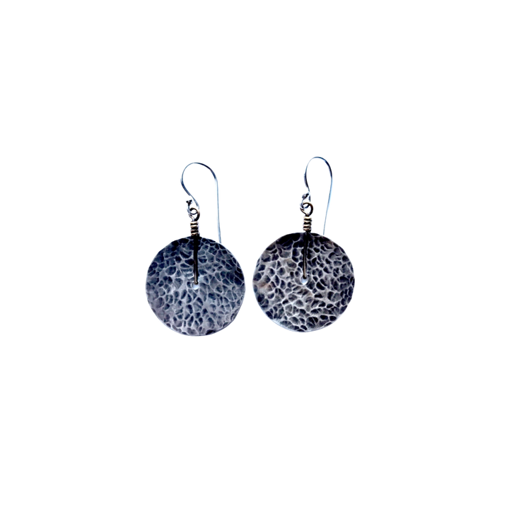 Silver Hammered Disc Earrings - small