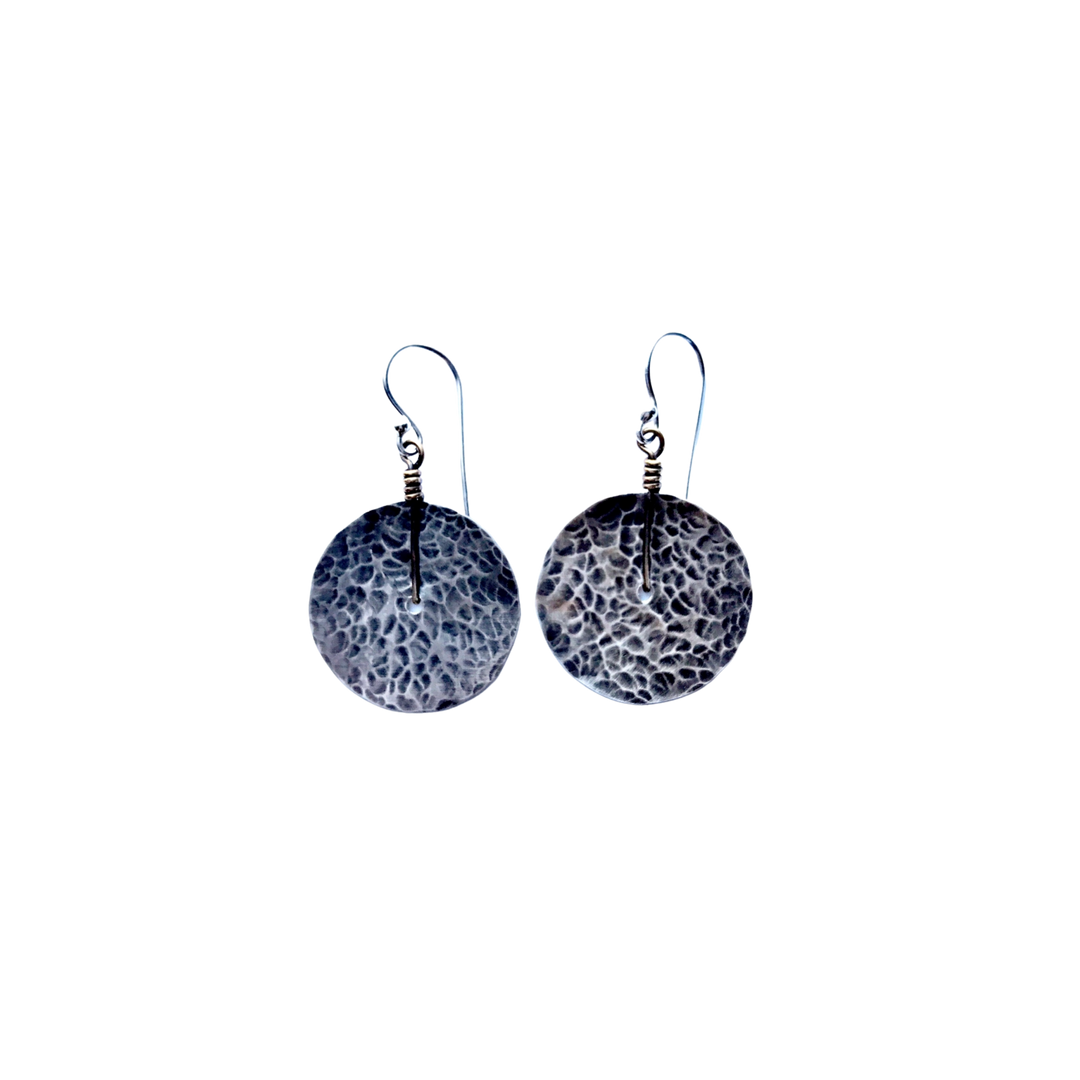 Silver Hammered Disc Earrings - small