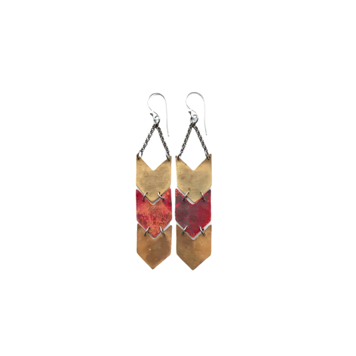 Triple Mixed Chevron Earrings