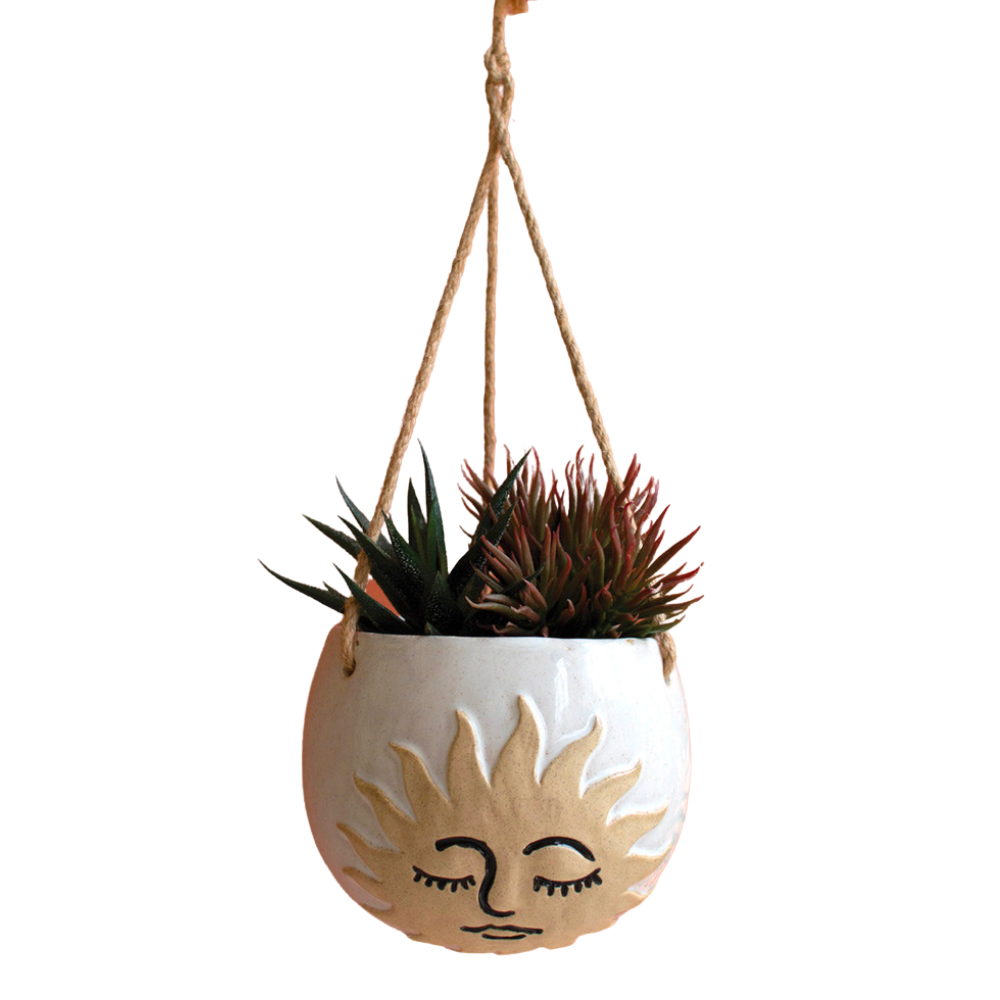 face hanging planter Ceramic Sun Face Hanging Planter