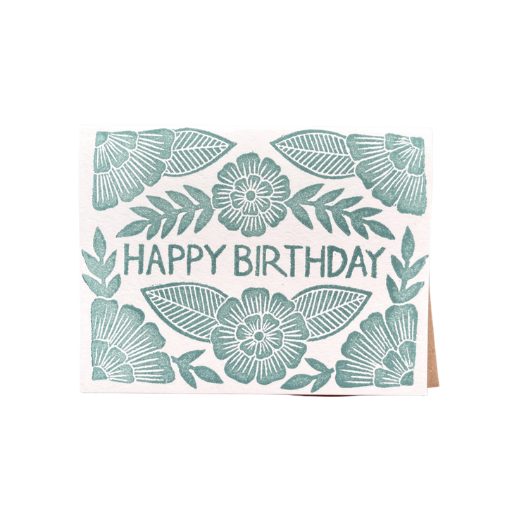 "Happy Birthday" Horizontal Block Printed Greeting Card