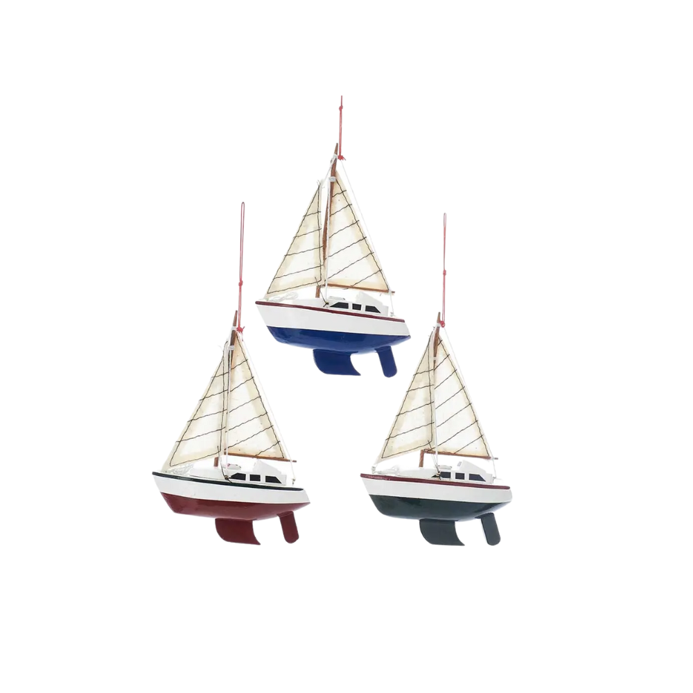 Wooden Yacht With Sails Ornaments