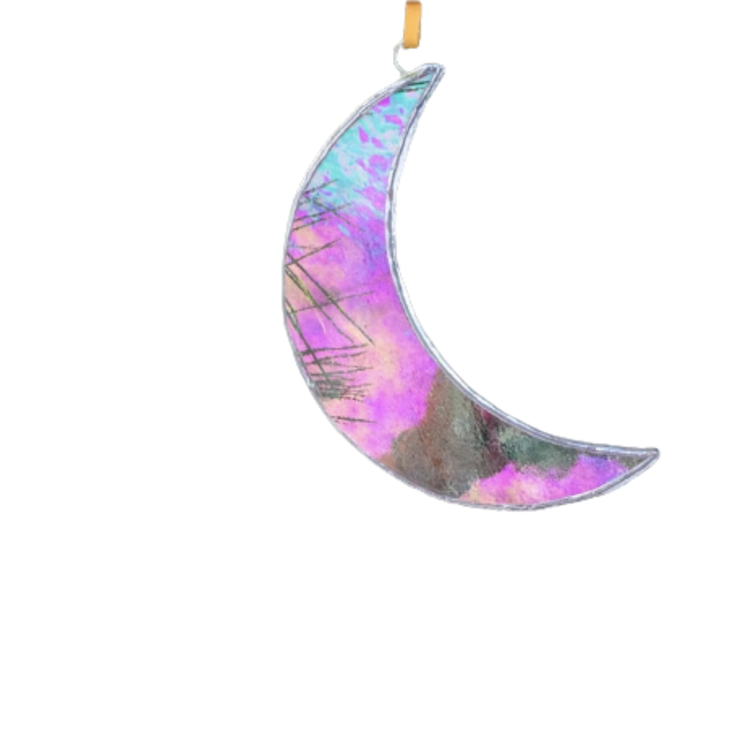 Small Stained Glass Crescent Moon Sun Catcher