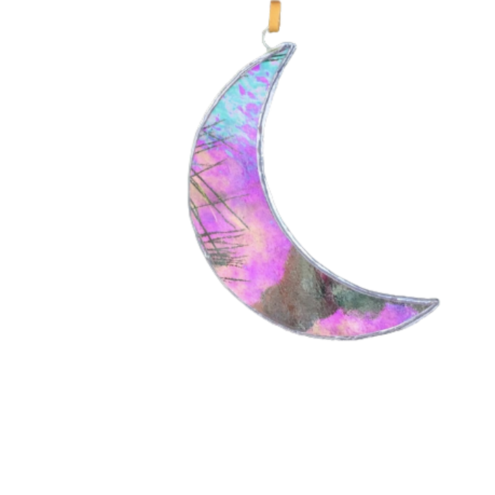 Small Stained Glass Crescent Moon Sun Catcher