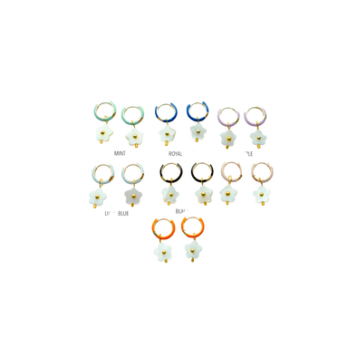 Flower Enamel Huggie Hoop Earrings