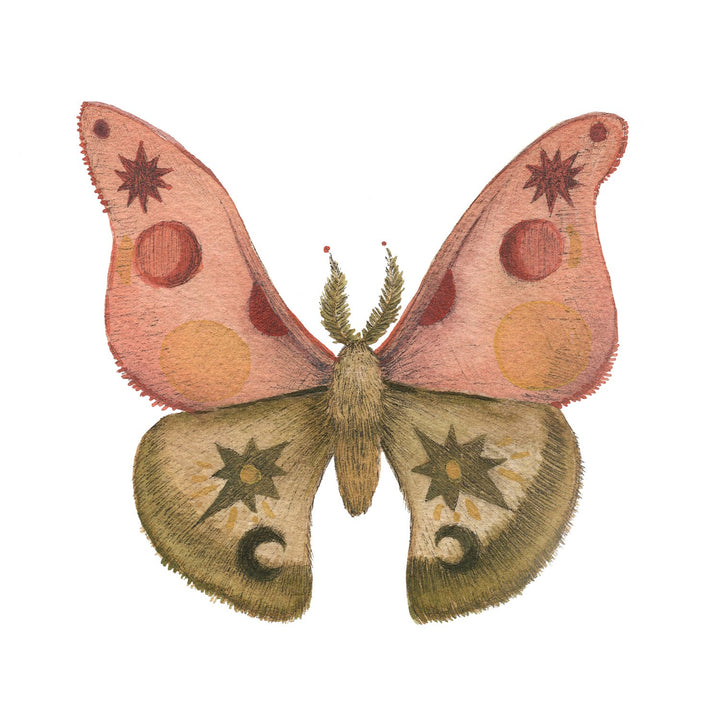 Mineral Moth: Rhodonite - Art Print
