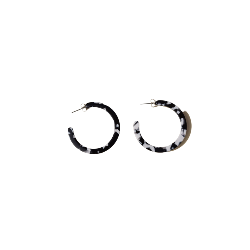 Nora Hoop Earrings in Black + White
