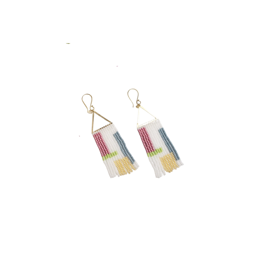 Abstract Triangle Earrings with Citrine Gemstones