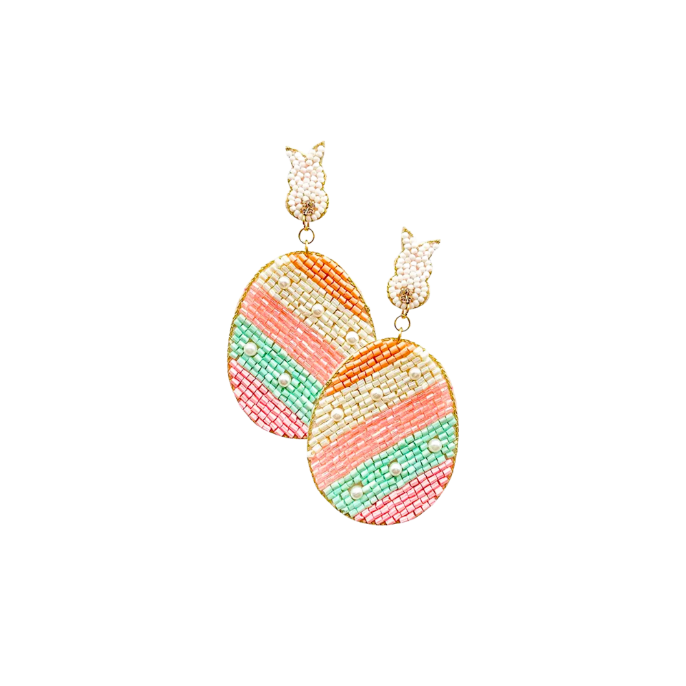 Easter Bunny Egg Beaded Earrings