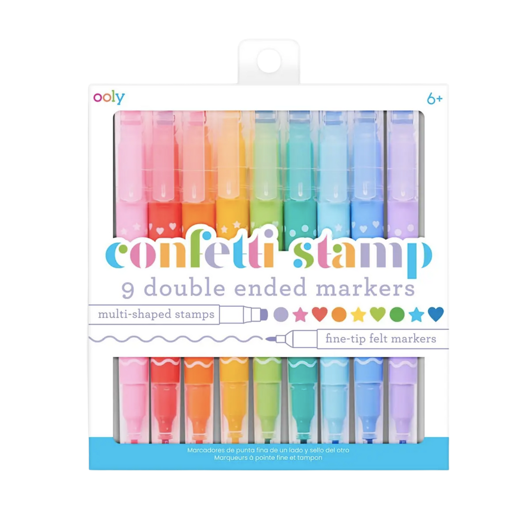 Confetti Stamp Double Ended Markers - Set of 9