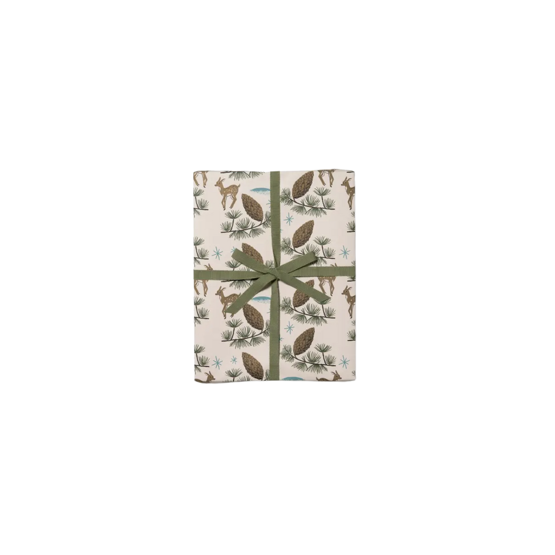 Deer and Pine Cones Holiday Gift Wrap Wrapping Paper Rolls