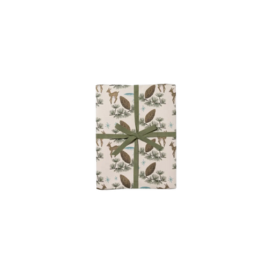 Deer and Pine Cones Holiday Gift Wrap Wrapping Paper Rolls