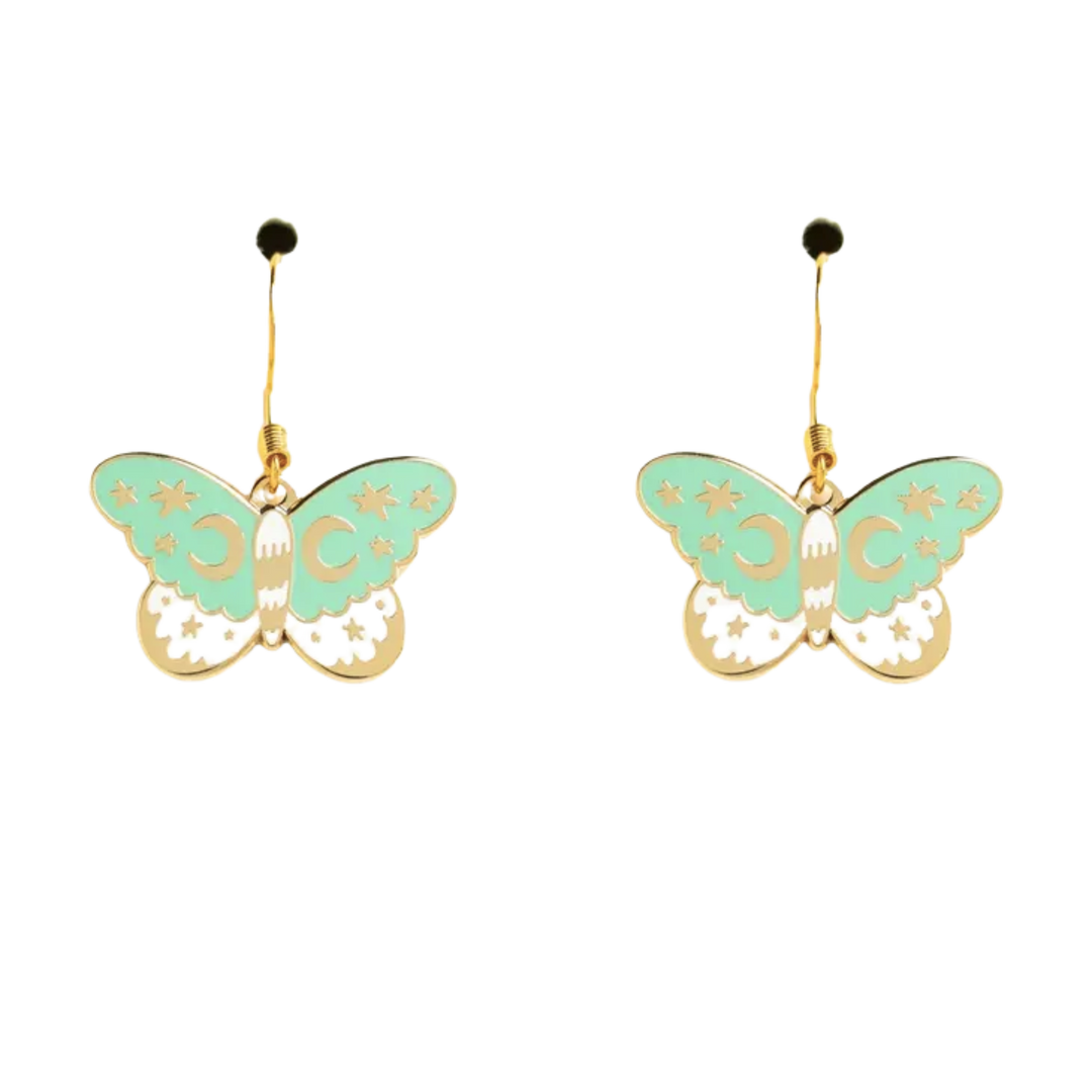 Aqua Moth Earrings