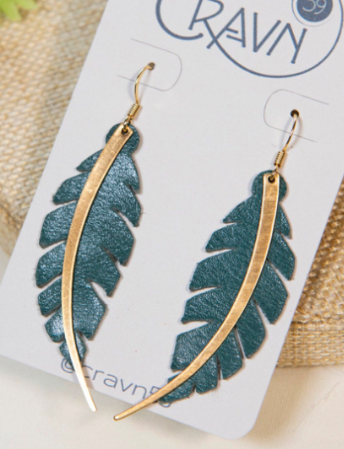 Feather and Brass Earrings