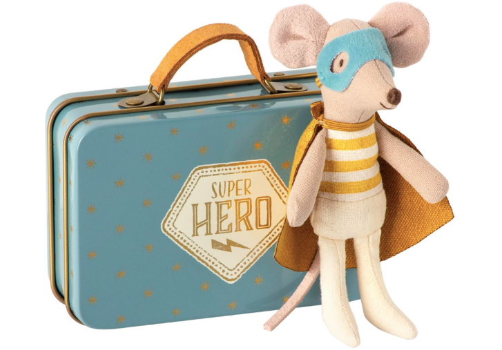 Superhero Little Mouse in Suitcase