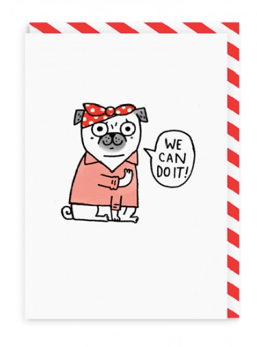 We Can Do It Pug Greeting Card