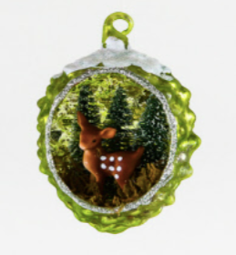 Reindeer Pinecone Scene Ornament