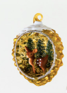 Reindeer Pinecone Scene Ornament