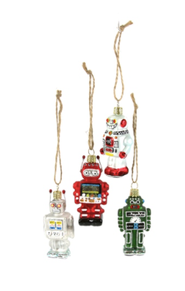 Tiny Robot Glass Ornament