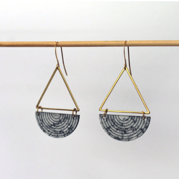 Half Moon Earrings in Granite