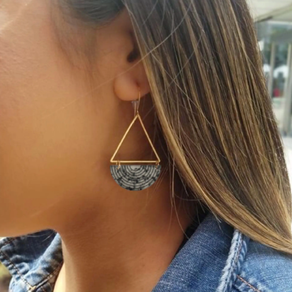 Half Moon Earrings in Granite