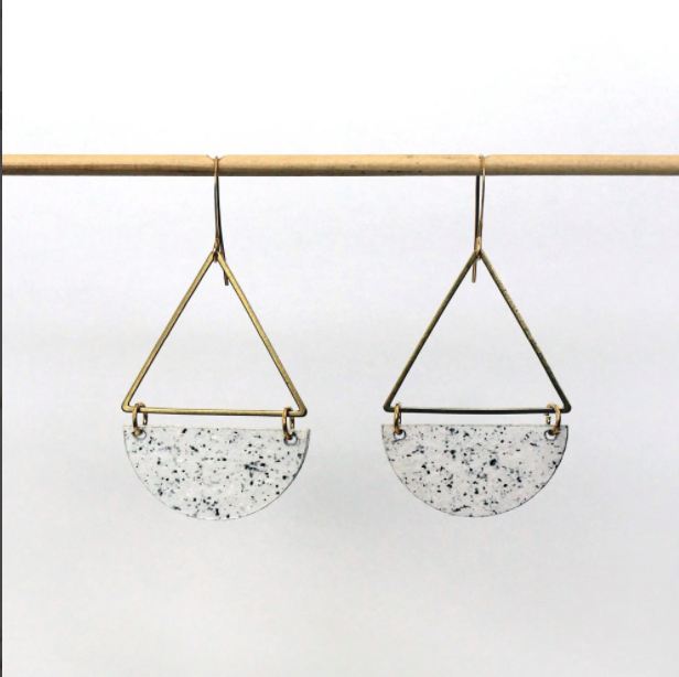 Half Moon Earrings in White Granite