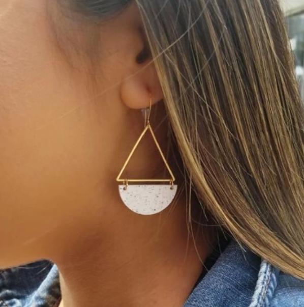Half Moon Earrings in White Granite