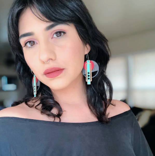 Wright Earrings in Red on Black