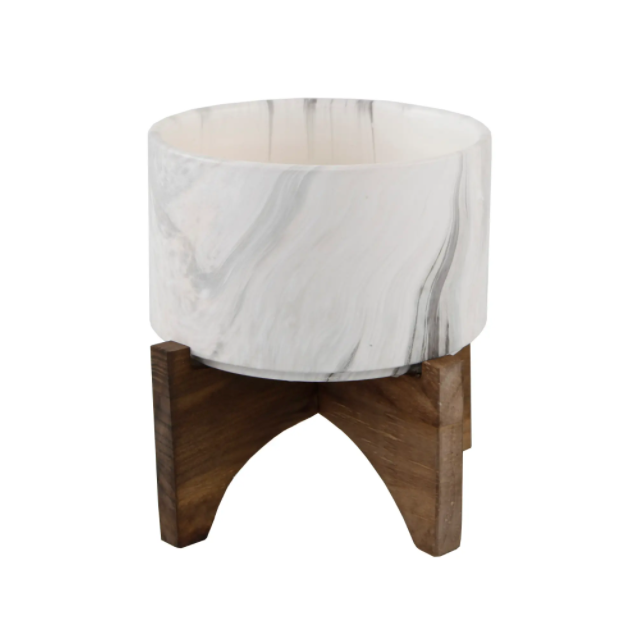 5" Marble finish Ceramic on Wood Stand