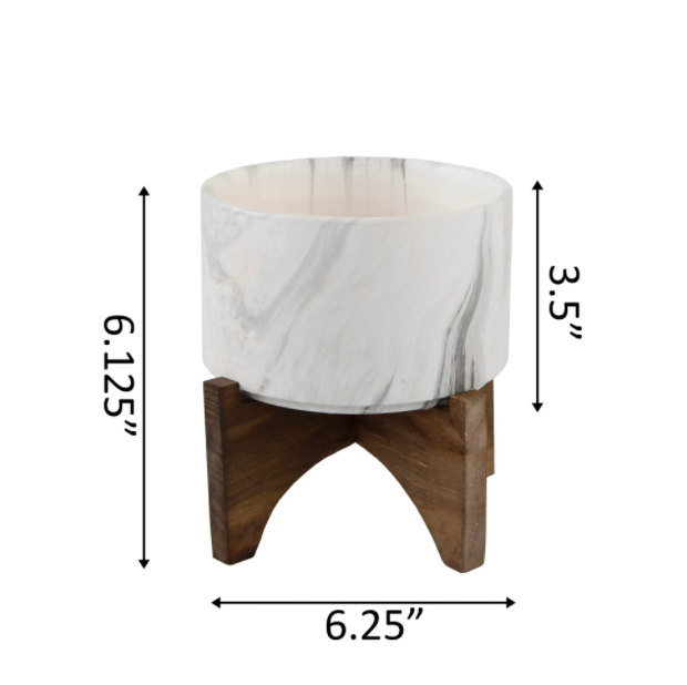 5" Marble finish Ceramic on Wood Stand