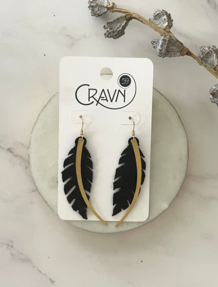 Feather and Brass Earrings