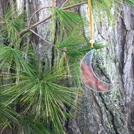 Small Stained Glass Crescent Moon Sun Catcher
