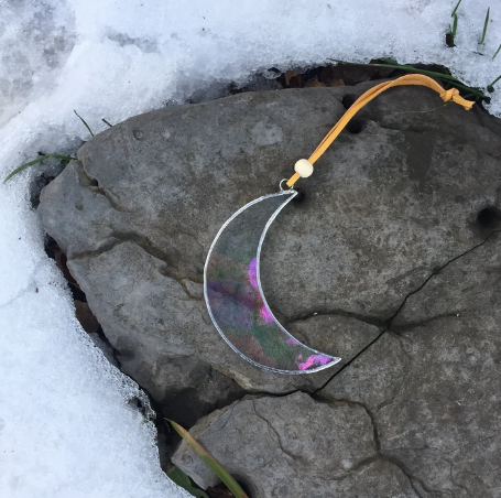 Small Stained Glass Crescent Moon Sun Catcher
