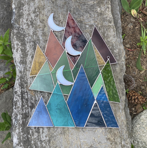 Stained Glass Mountains & Crescent Moon Sun Catcher