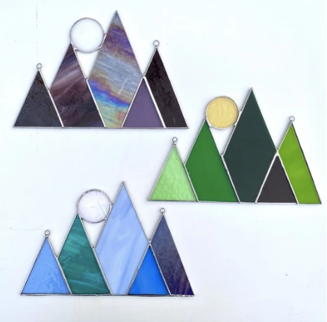 Stained Glass Sun & Mountains Sun Catcher
