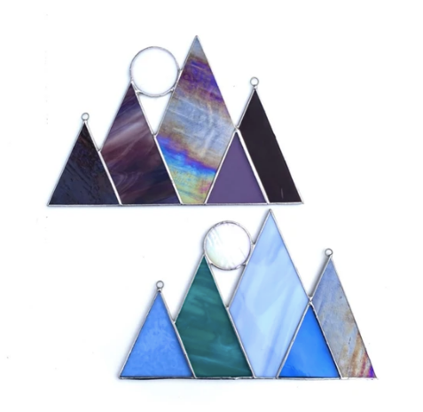 Stained Glass Mountains & Full Moon Sun Catcher