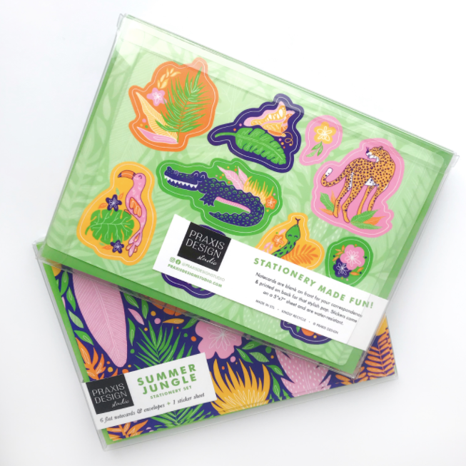 Summer Jungle Stationery + Sticker Set