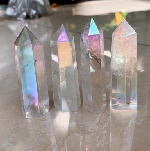 Rainbow Aura Clear Quartz Crystal Point - 1.9" to 2.2"