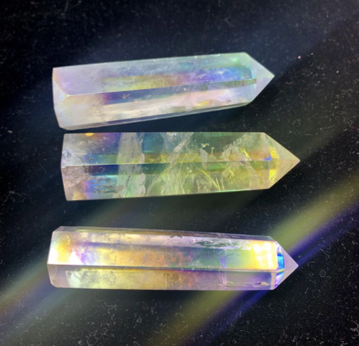 Rainbow Aura Clear Quartz Crystal Point - 1.9" to 2.2"