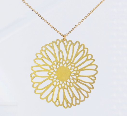 Gerber Daisy Flower Necklace | Gold