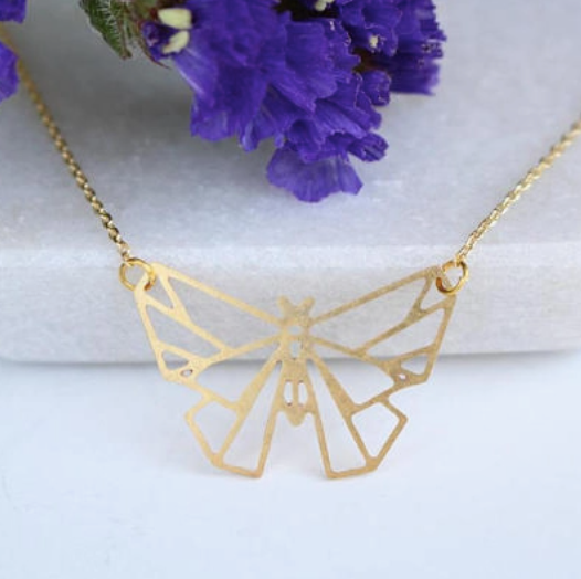 Butterfly Geometric Necklace | Gold